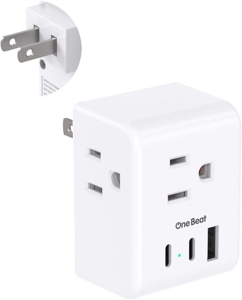 One Beat US to Japan Plug Adapter, 2 Prong to 3 Prong Outlet Adapter with 3 AC Outlets 3 USB Ports(1 USB C), Type A Travel Power Adapter for USA to Japanese Philippines China, Multi Plug Wall Outlet Extender - Image 1